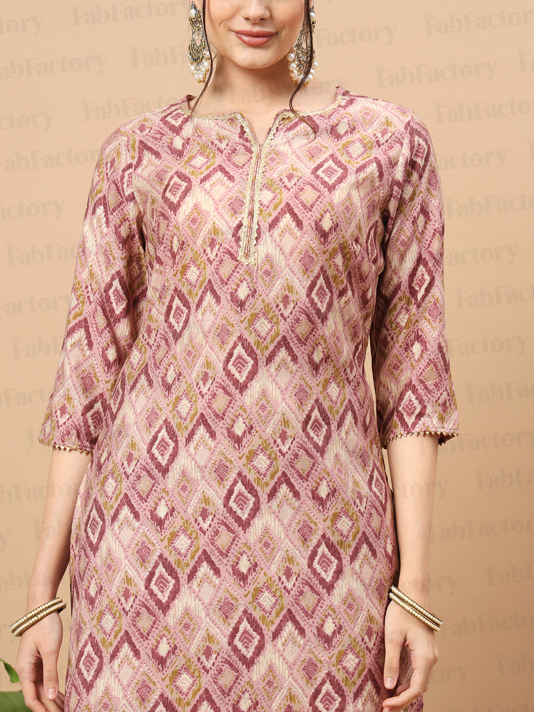 Women's Chanderi Printed Kurta with Pant- 2pc set, TK006