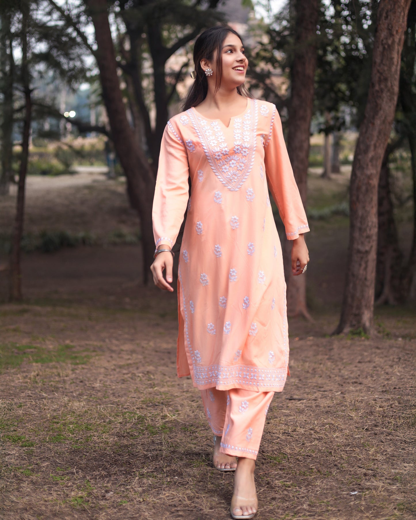 Chikankari embroidery Cotton Co-ord set, 2pc, TK138,162-163
