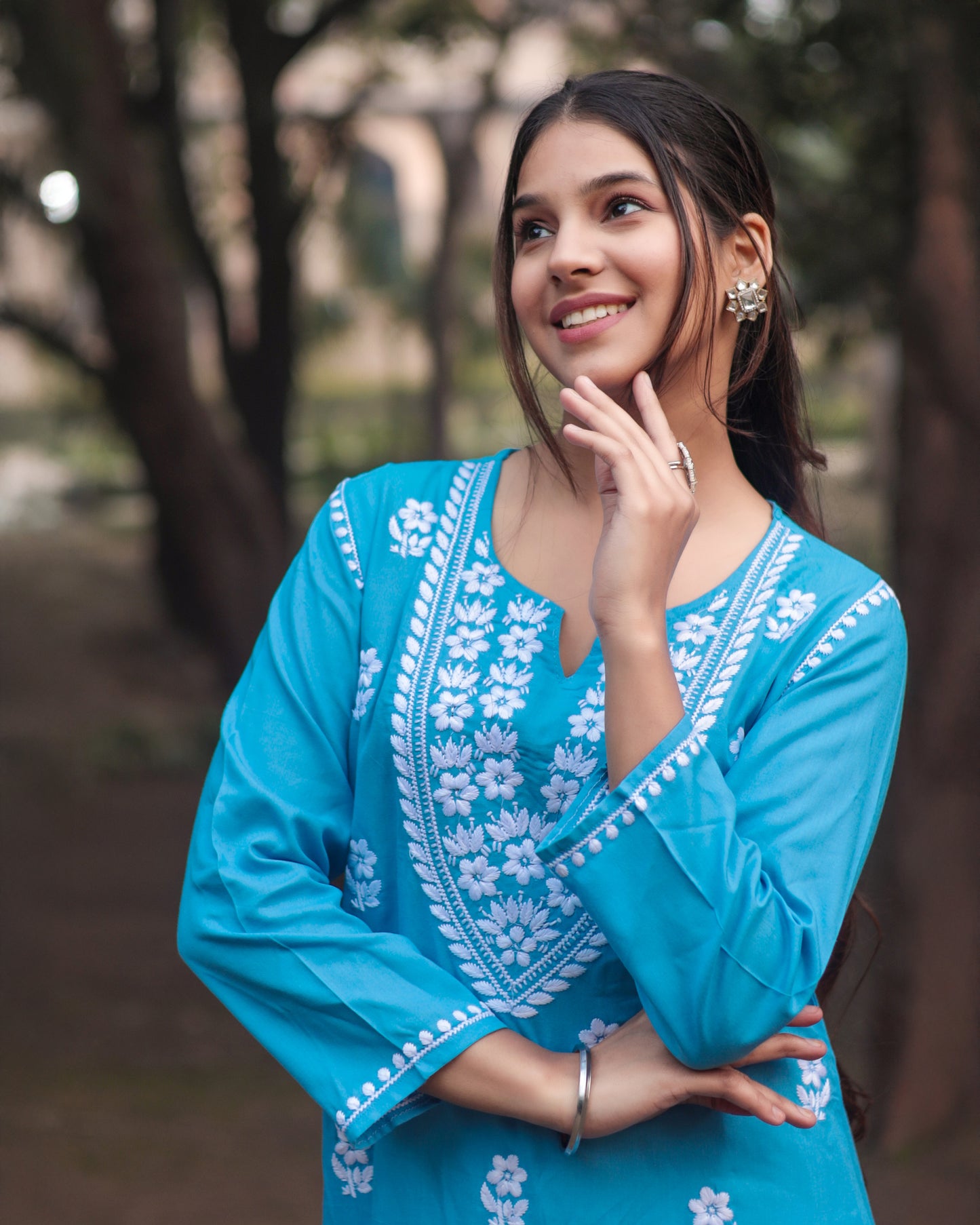 Chikankari embroidery Cotton Co-ord set, 2pc, TK138,162-163