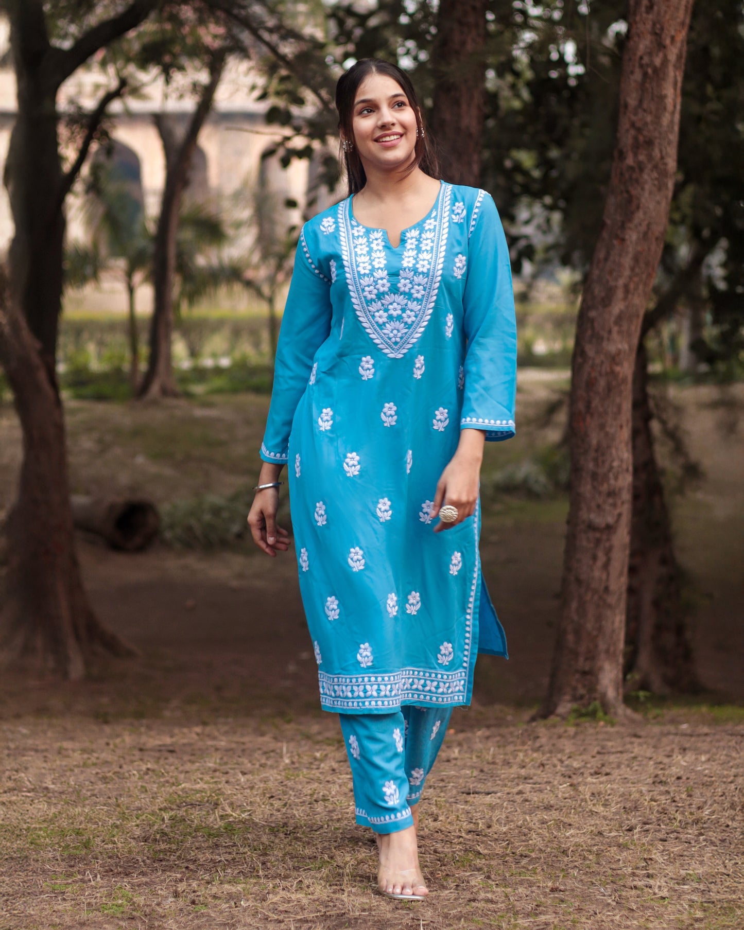 Chikankari embroidery Cotton Co-ord set, 2pc, TK138,162-163