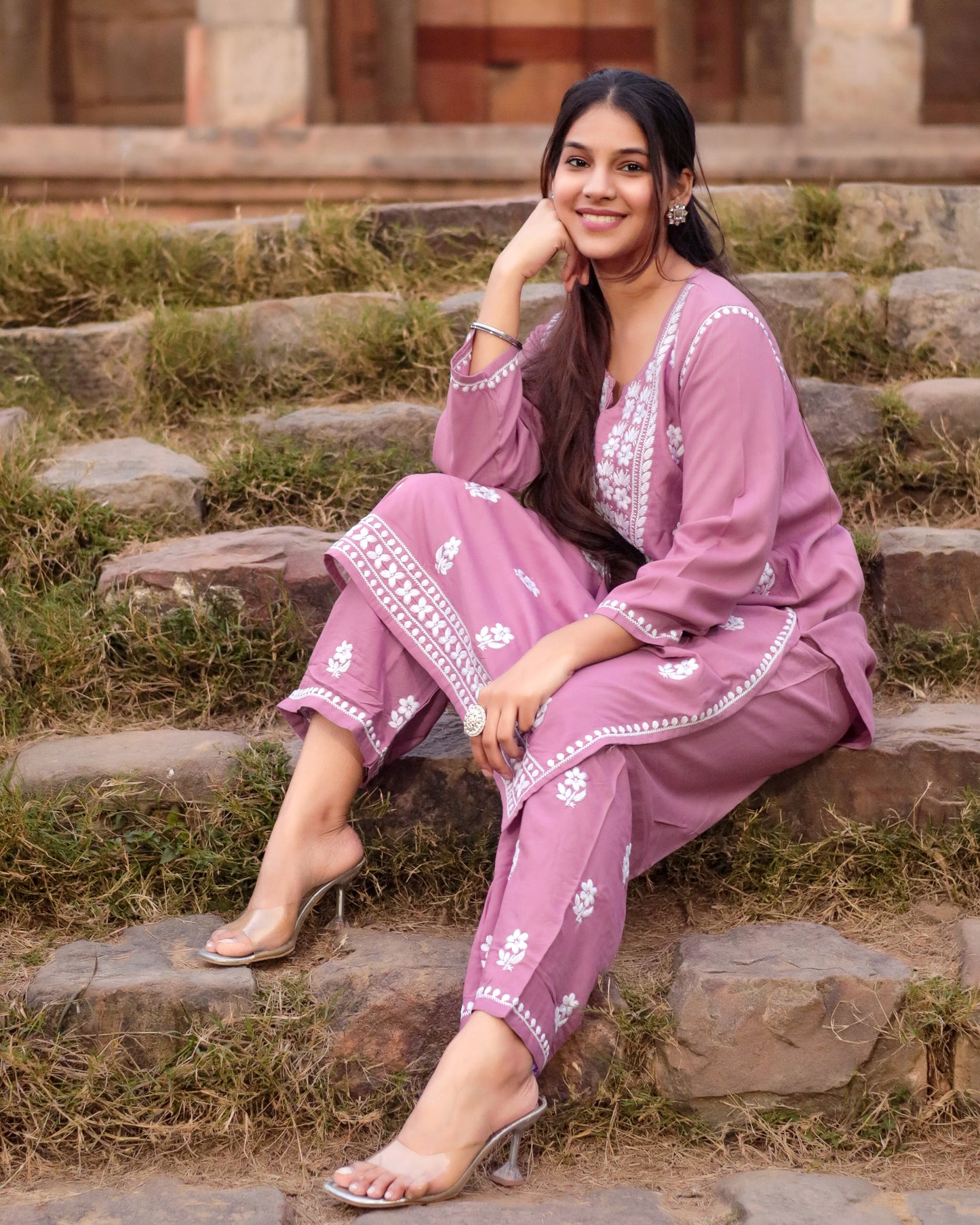 Chikankari embroidery Cotton Co-ord set, 2pc, TK138,162-163