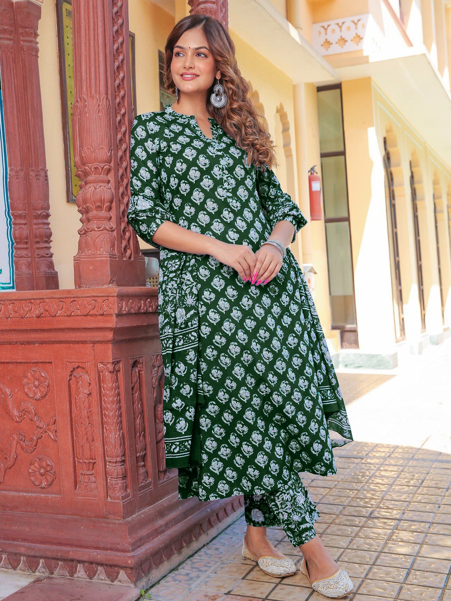 Women's Rayon Blend Printed Kurta with Pants & Dupatta- 3pc set, TK020