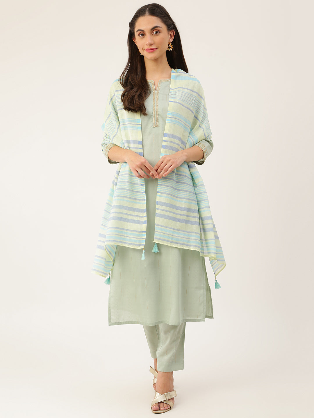 Women's Viscose Printed Kurta with Pants & Dupatta- 3pc set, TK001