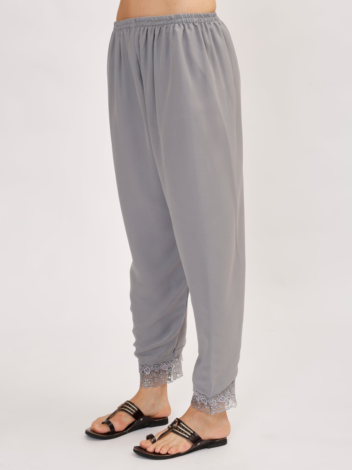 Premium Georgette fabric suit set with embroidery - Grey, TK127