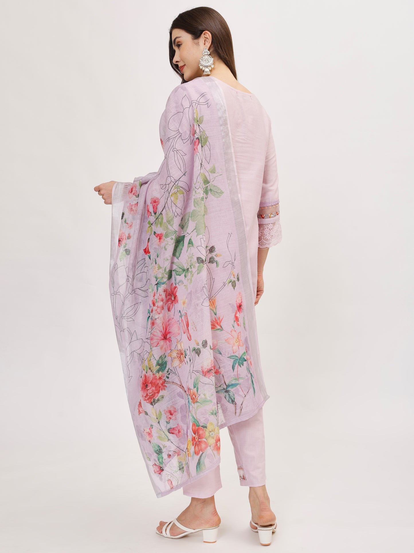Designer Cambric Jacquard fabric suit set - Lilac, TK119