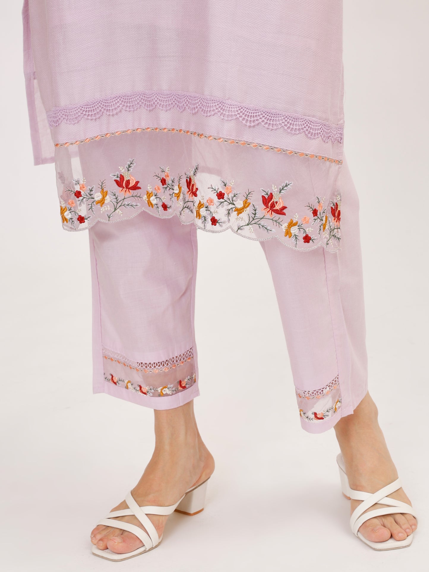 Designer Cambric Jacquard fabric suit set - Lilac, TK119