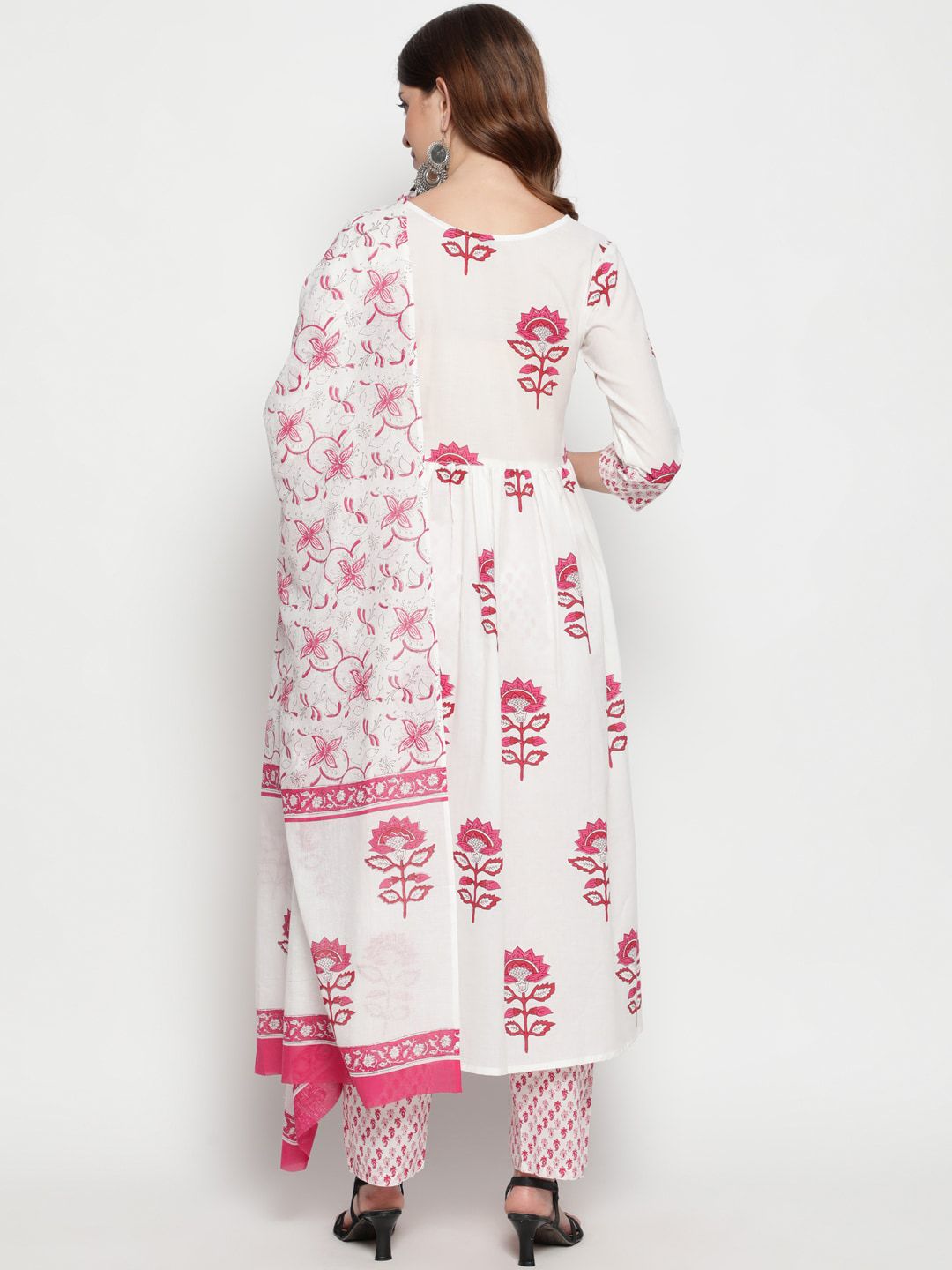 Women's Cotton Blend Printed Kurta with Pants & Dupatta- 3pc set, TK092