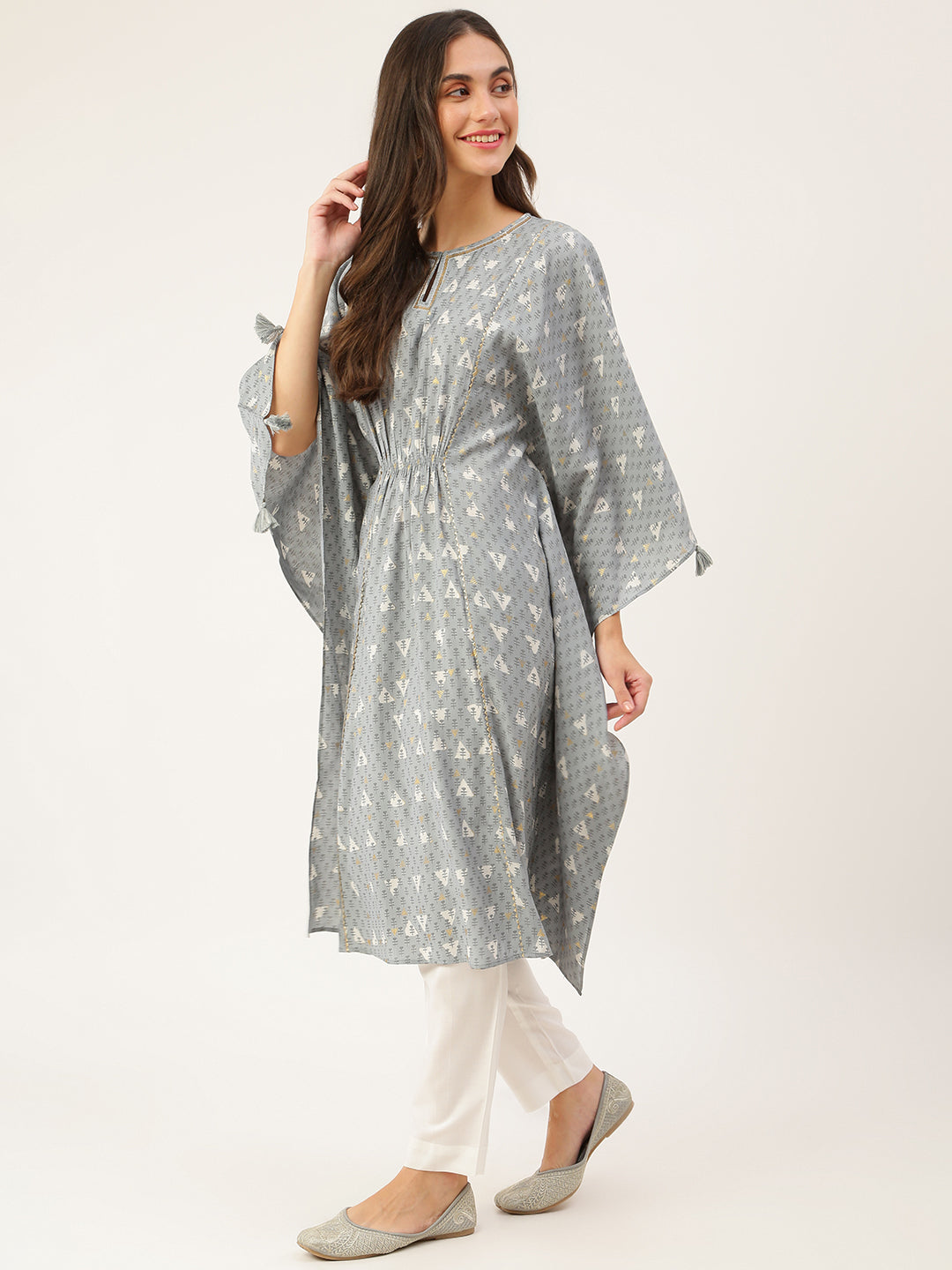Women's Chanderi Printed Kaftan- TK024