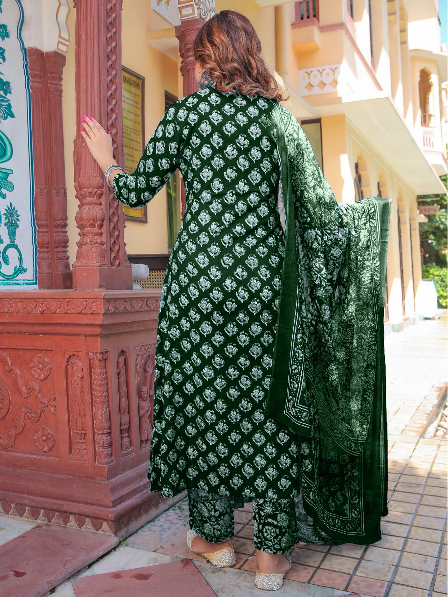 Women's Rayon Blend Printed Kurta with Pants & Dupatta- 3pc set, TK020