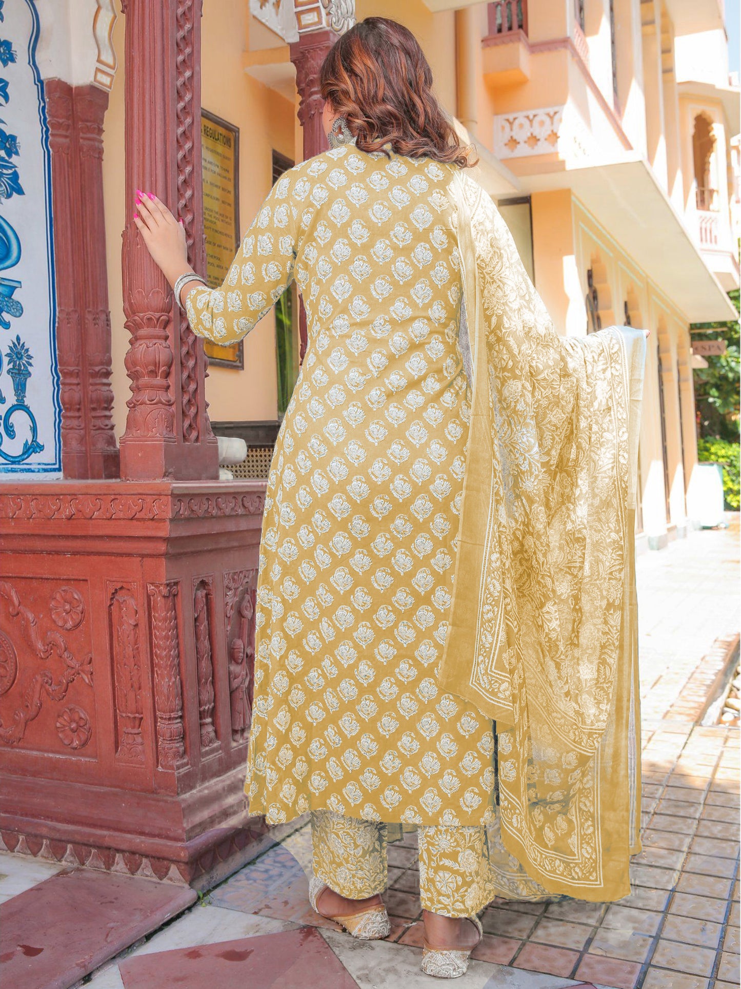 Women's Rayon Blend Printed Kurta with Pants & Dupatta- 3pc set, TK020