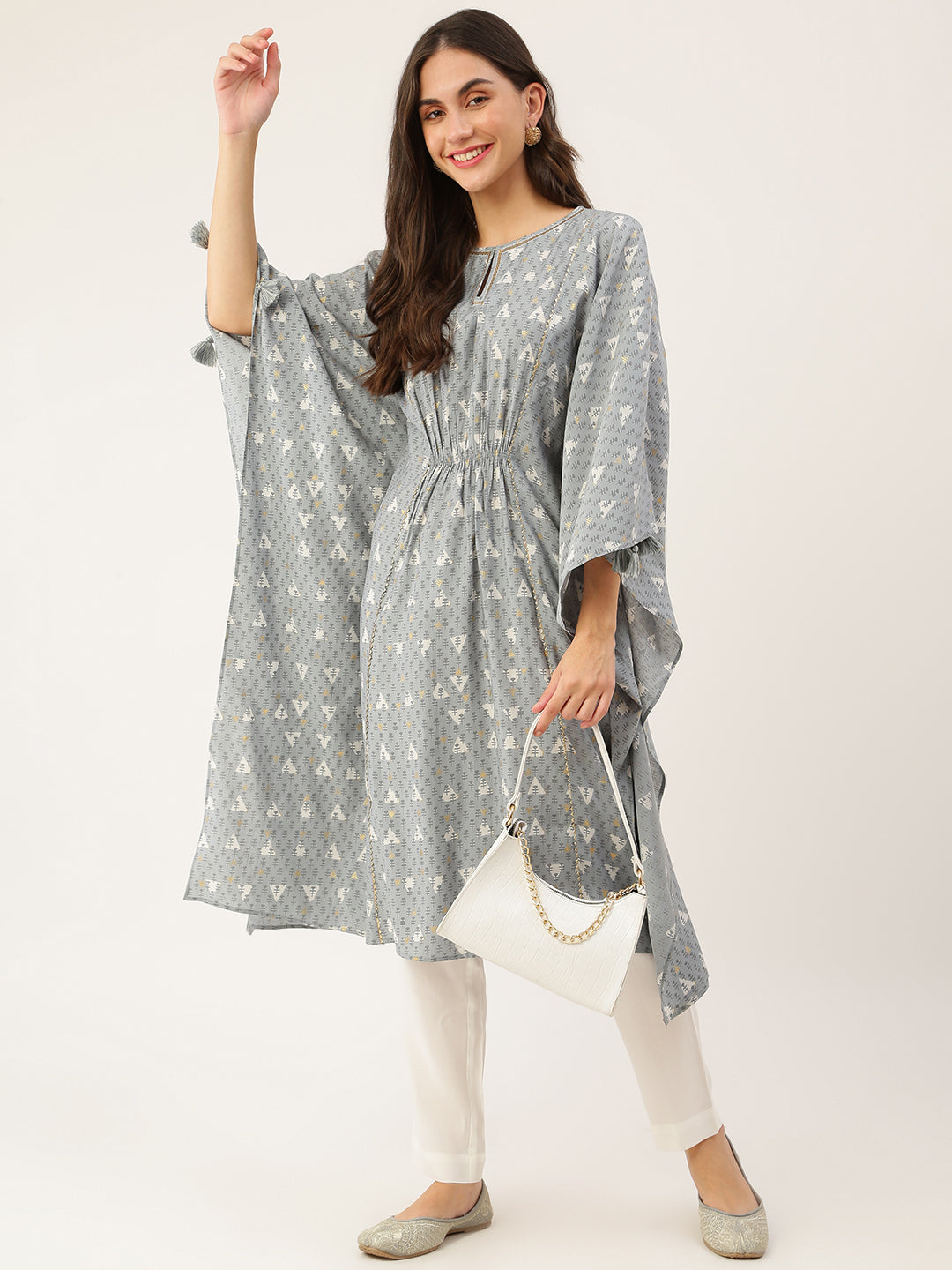 Women's Chanderi Printed Kaftan- TK024