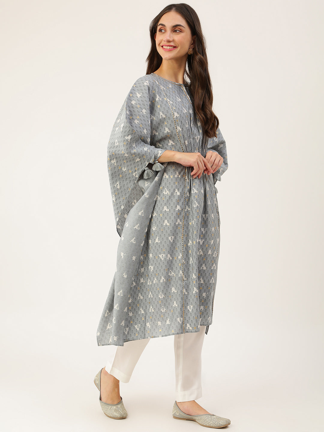 Women's Chanderi Printed Kaftan- TK024