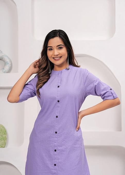 Kaatha work Cotton Long Co-ord set with Mandarin collar, 2pc, TK148-157
