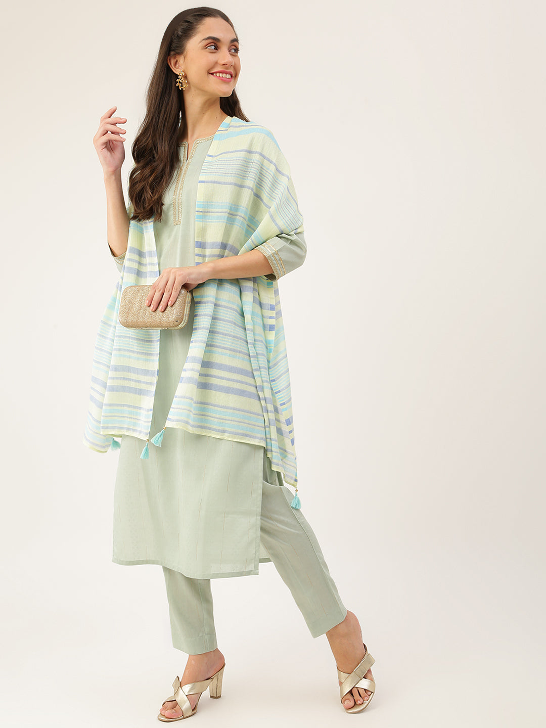 Women's Viscose Printed Kurta with Pants & Dupatta- 3pc set, TK001