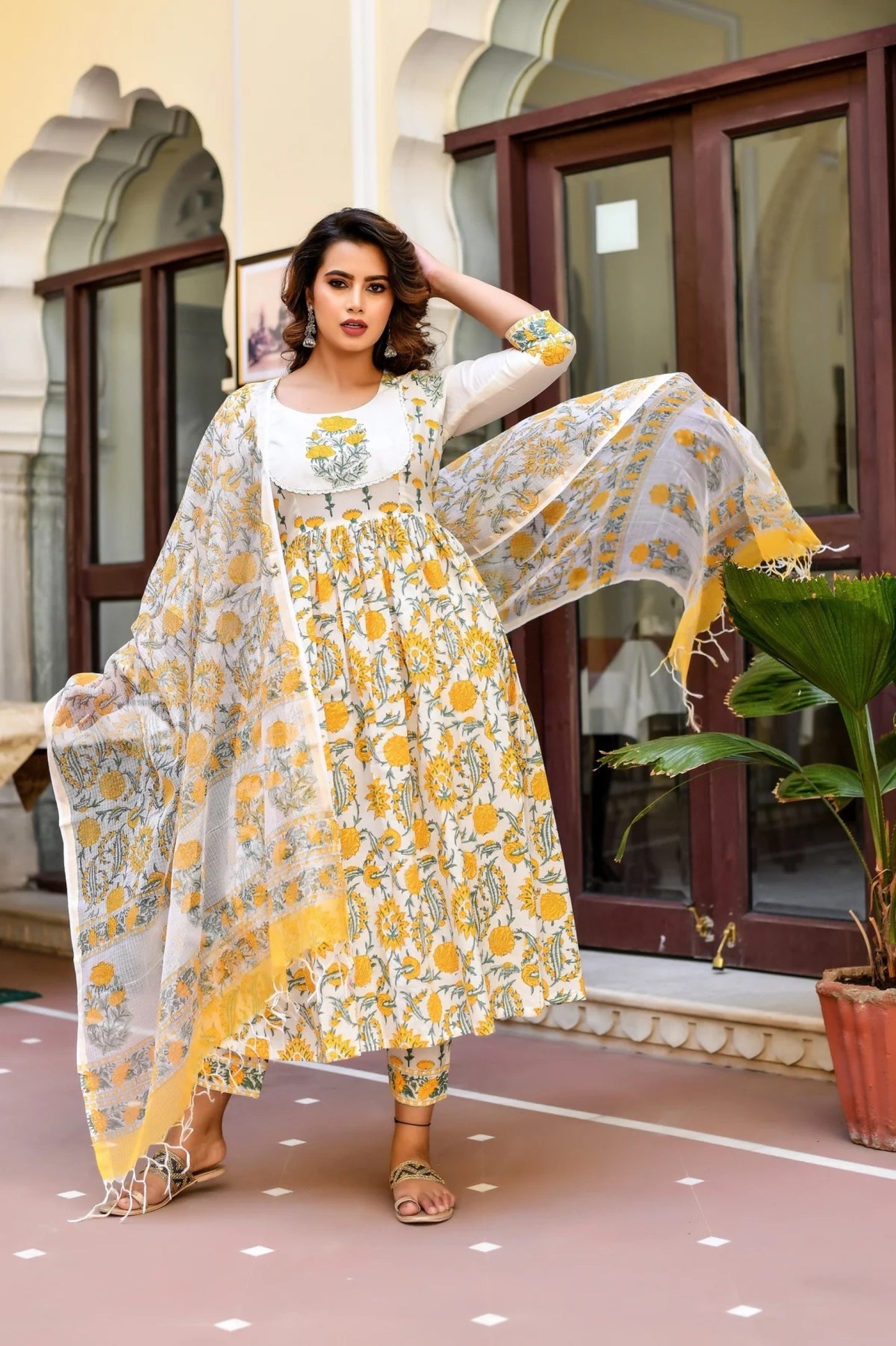 Women's Rayon Blend Printed Kurta with Pants & Dupatta- 3pc set, TK004