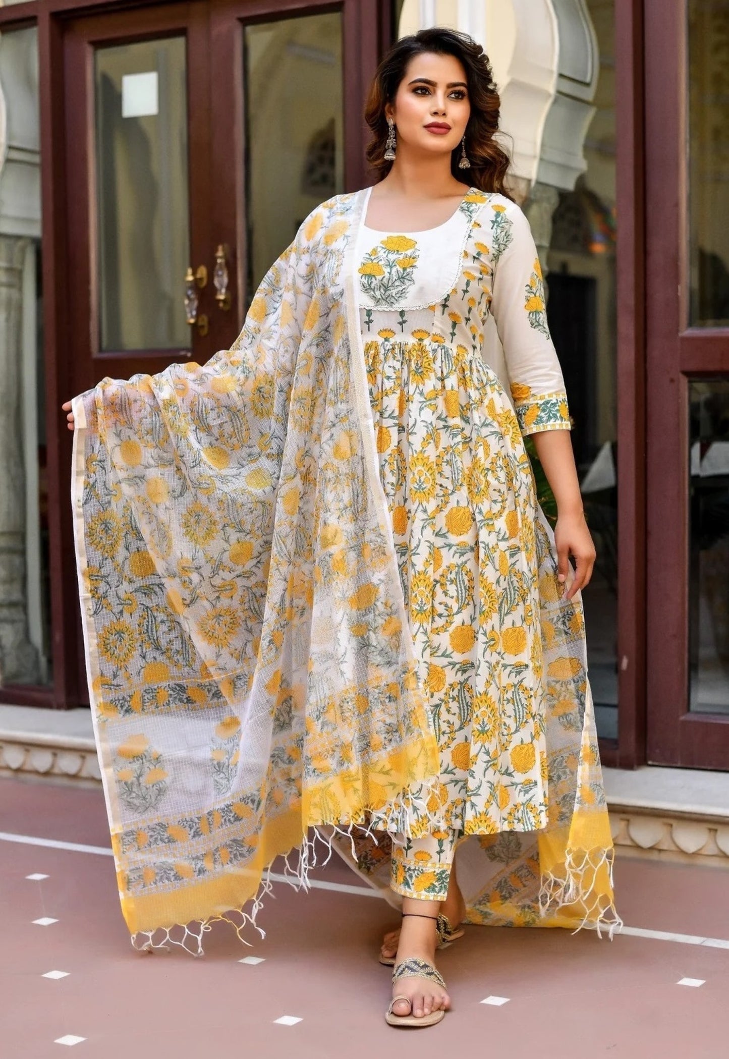 Women's Rayon Blend Printed Kurta with Pants & Dupatta- 3pc set, TK004