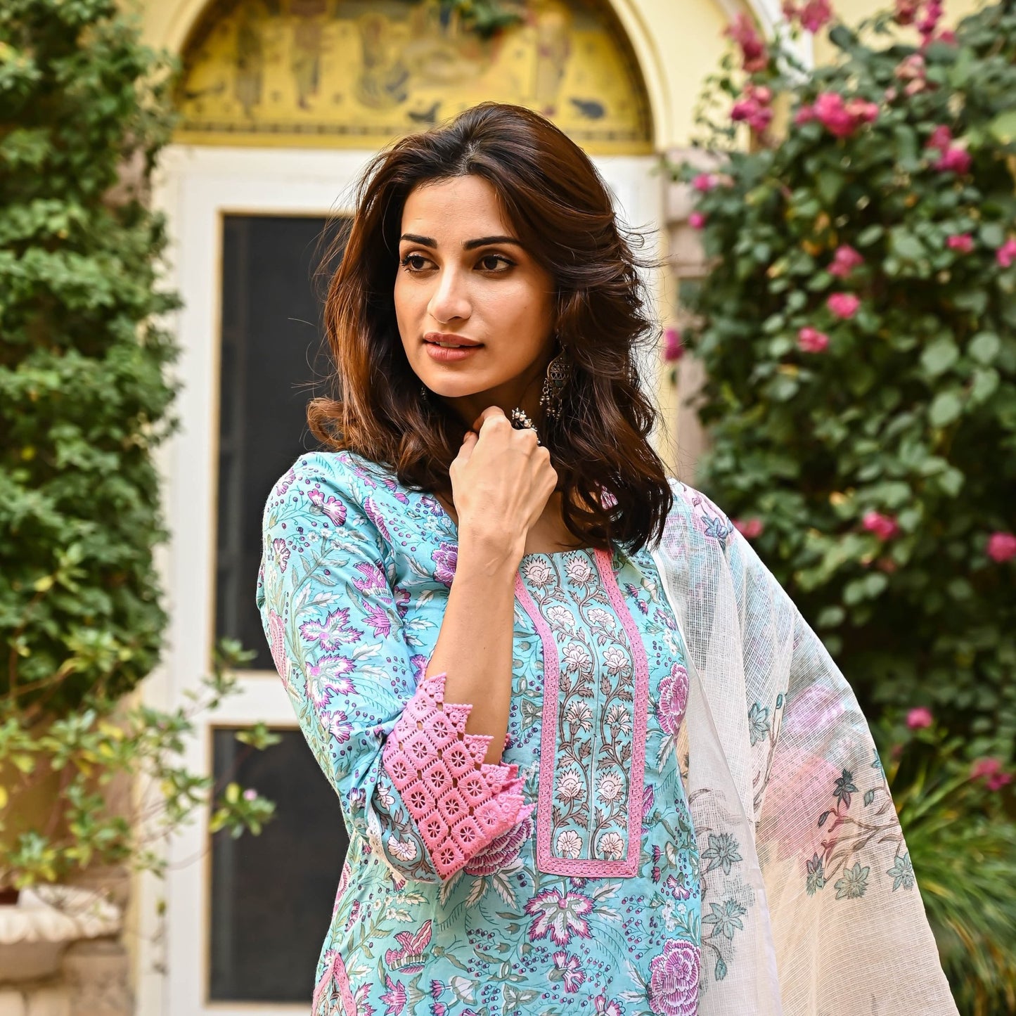 Women's Rayon Blend Printed Kurta with Pants & Dupatta- 3pc set, TK018