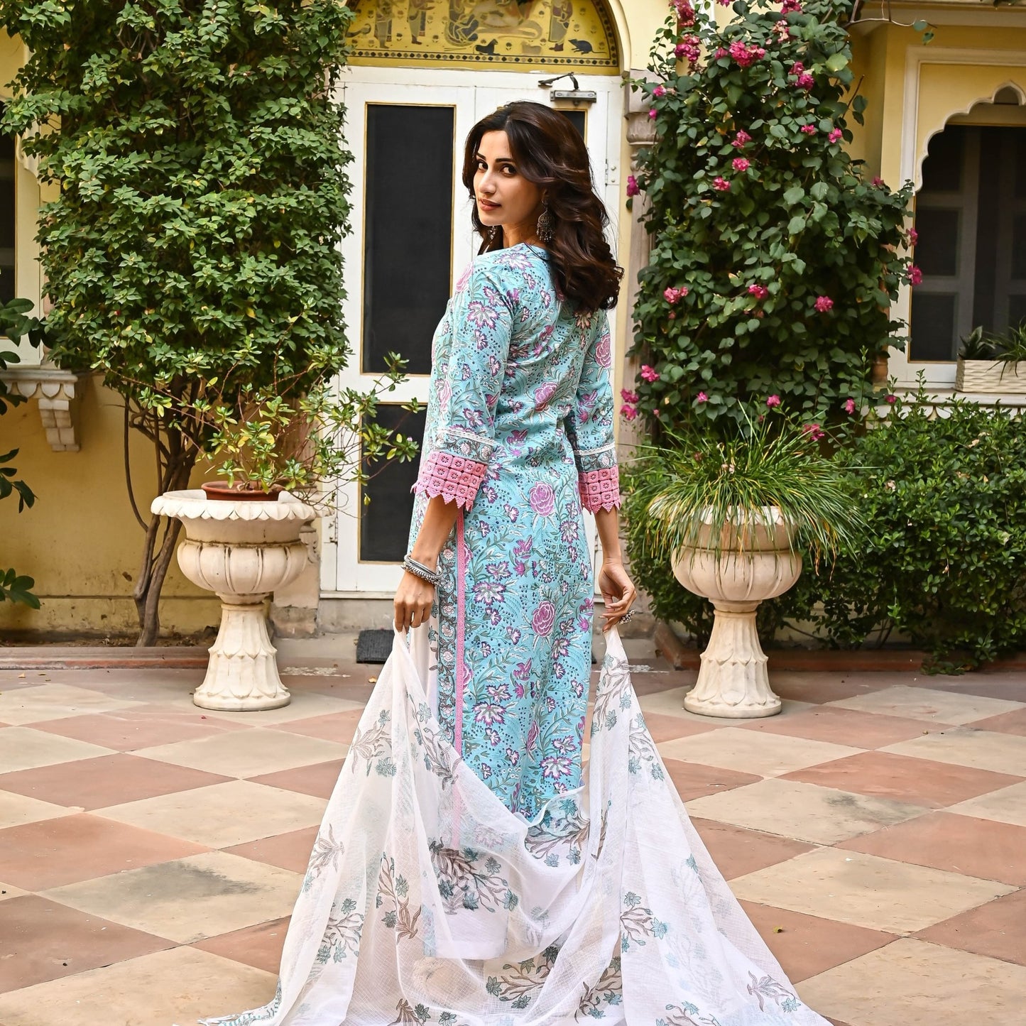 Women's Rayon Blend Printed Kurta with Pants & Dupatta- 3pc set, TK018