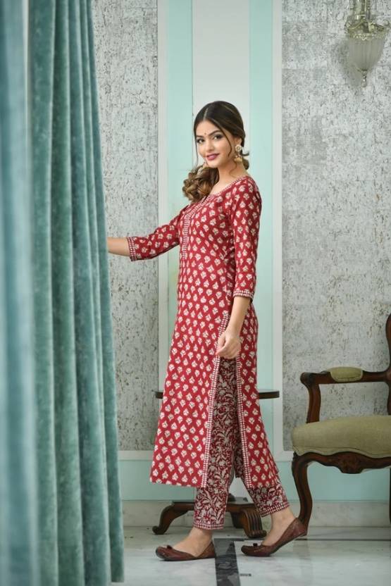 Women's Rayon Blend Printed Kurta with Pants & Dupatta- 3pc set, TK084