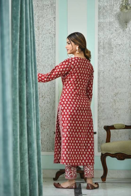 Women's Rayon Blend Printed Kurta with Pants & Dupatta- 3pc set, TK084
