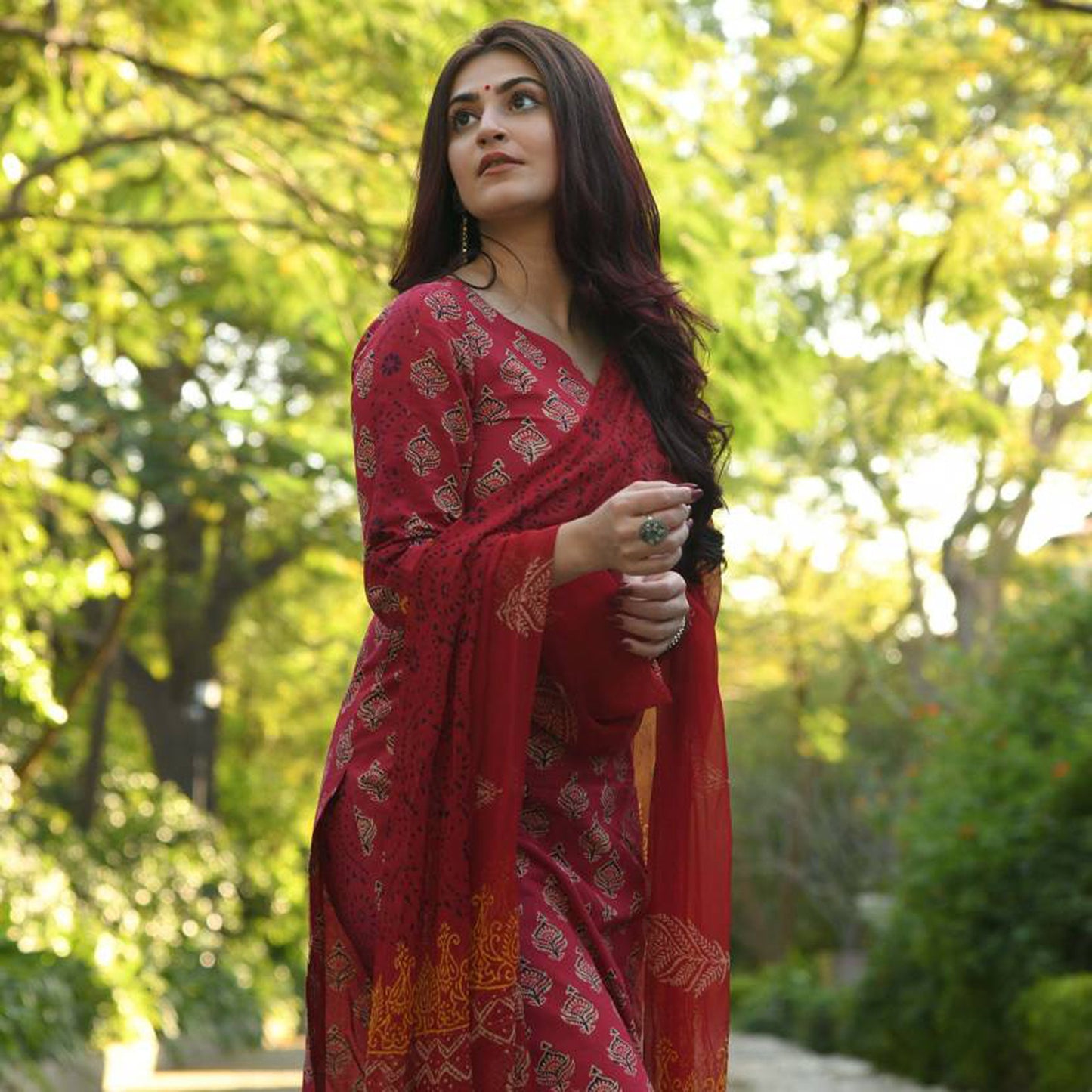 Women's Rayon Blend Printed Kurta with Pants & Dupatta- 3pc set, TK086