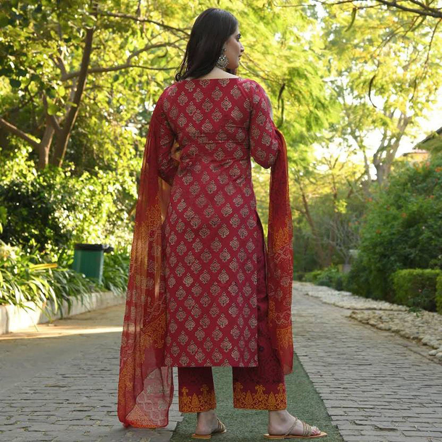 Women's Rayon Blend Printed Kurta with Pants & Dupatta- 3pc set, TK086