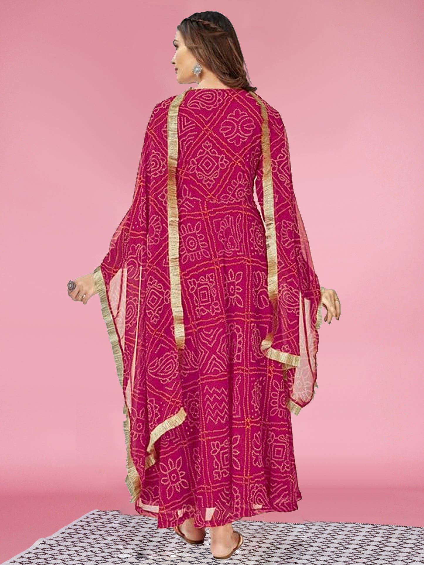 Women's Rayon Blend Printed Gown with Dupatta (no pants)- 2pc set, TK009