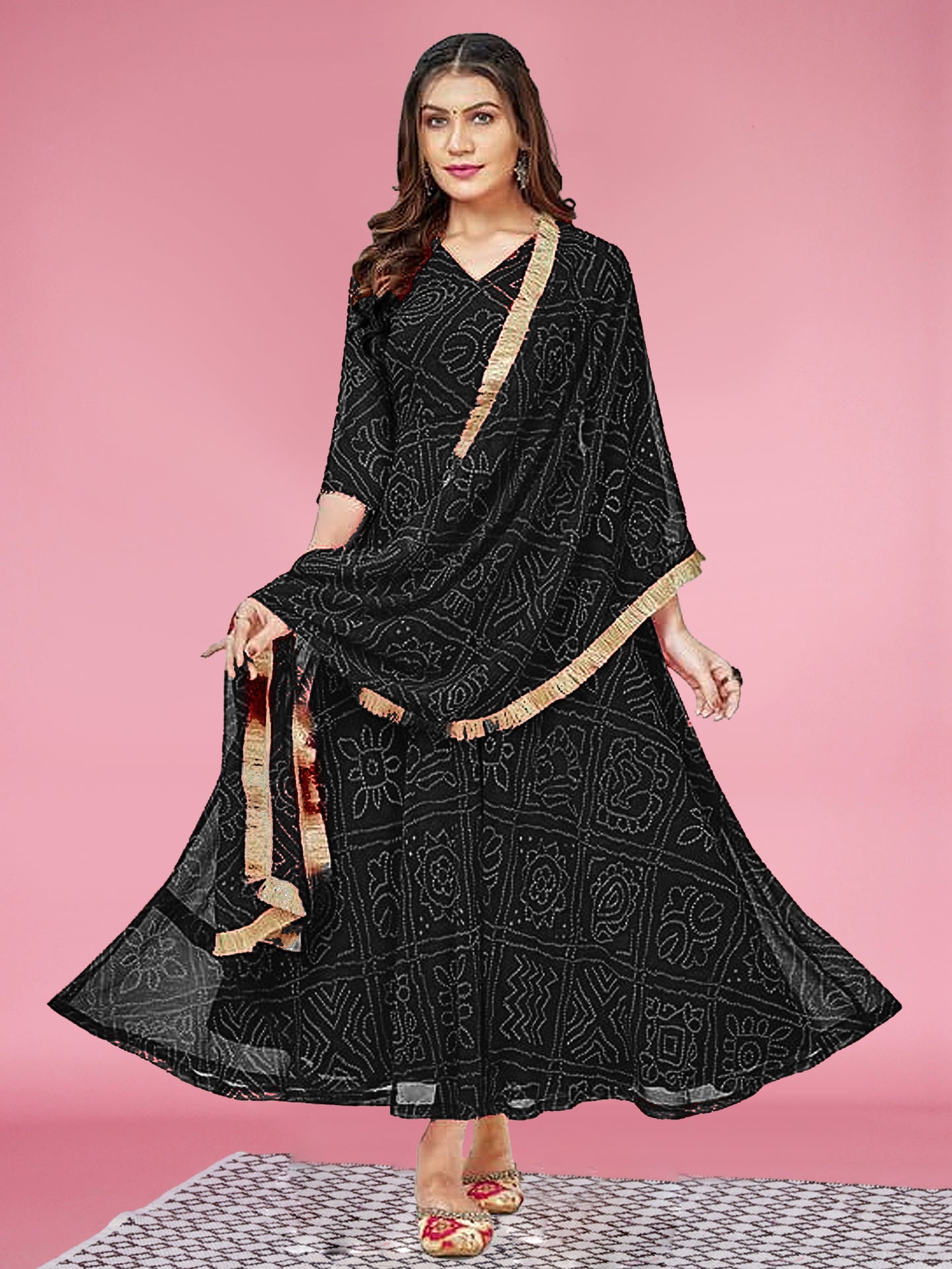Women's Rayon Blend Printed Gown with Dupatta (no pants)- 2pc set, TK009