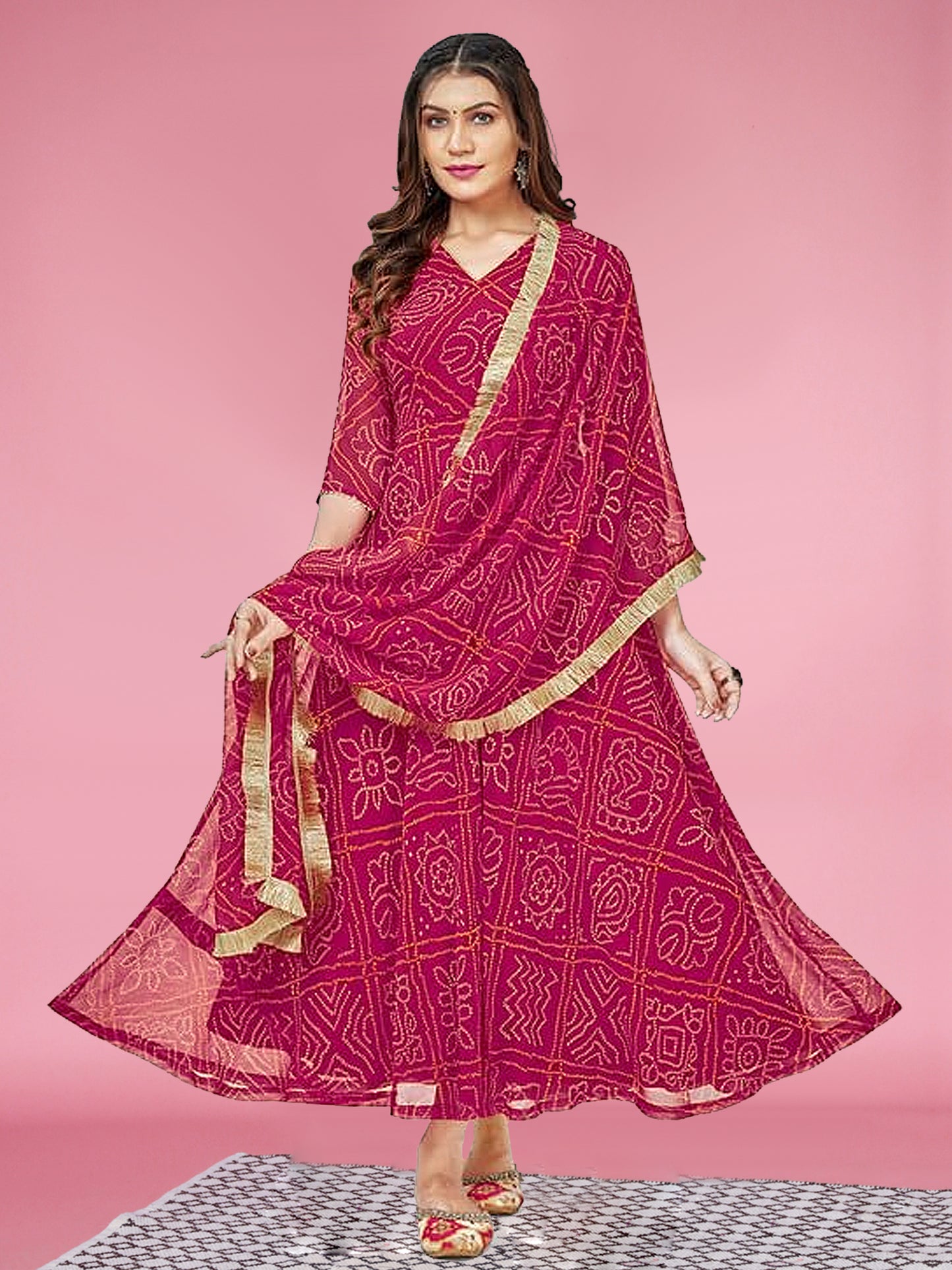 Women's Rayon Blend Printed Gown with Dupatta (no pants)- 2pc set, TK009