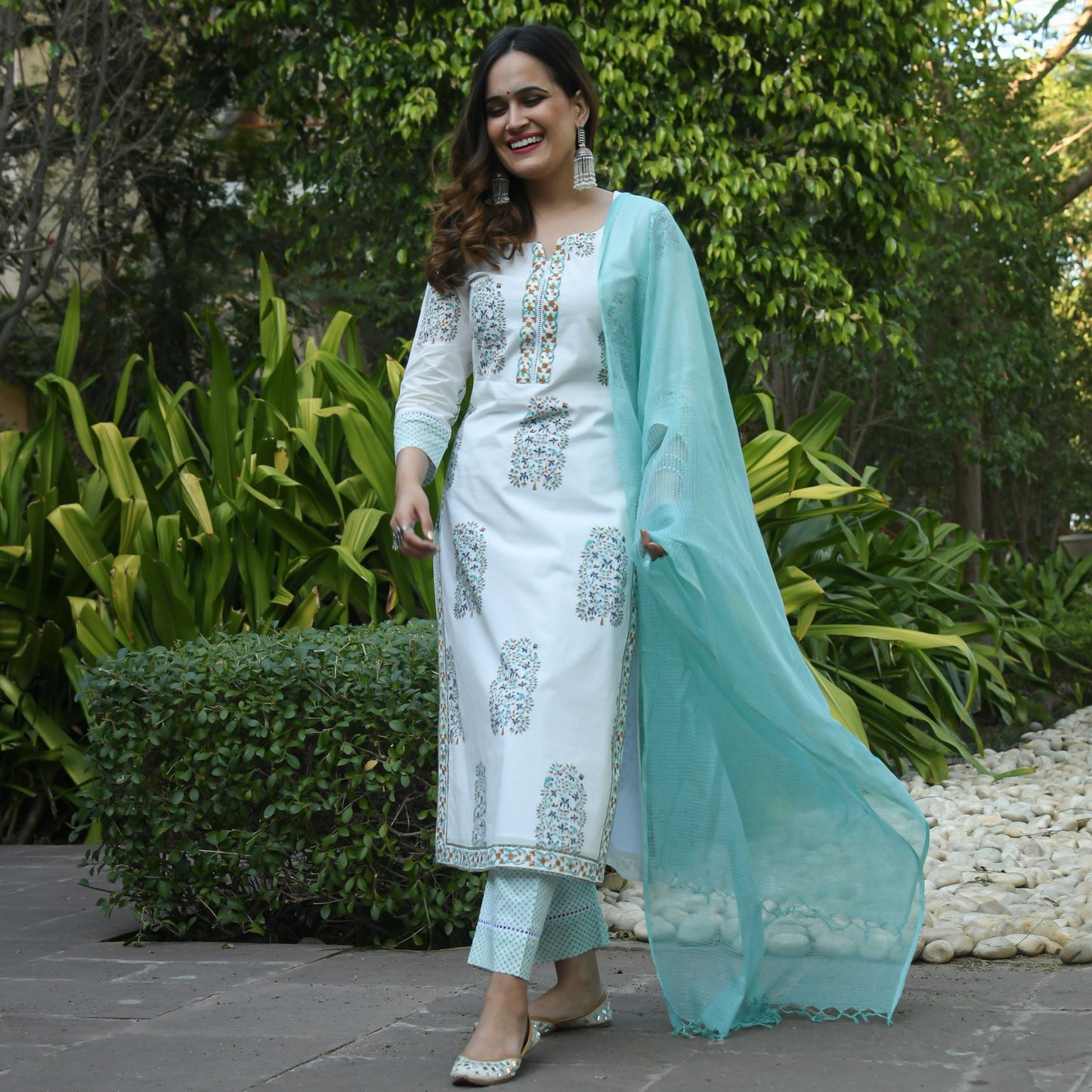 Women's Rayon Blend Printed Kurta with Pants & Dupatta- 3pc set, TK015