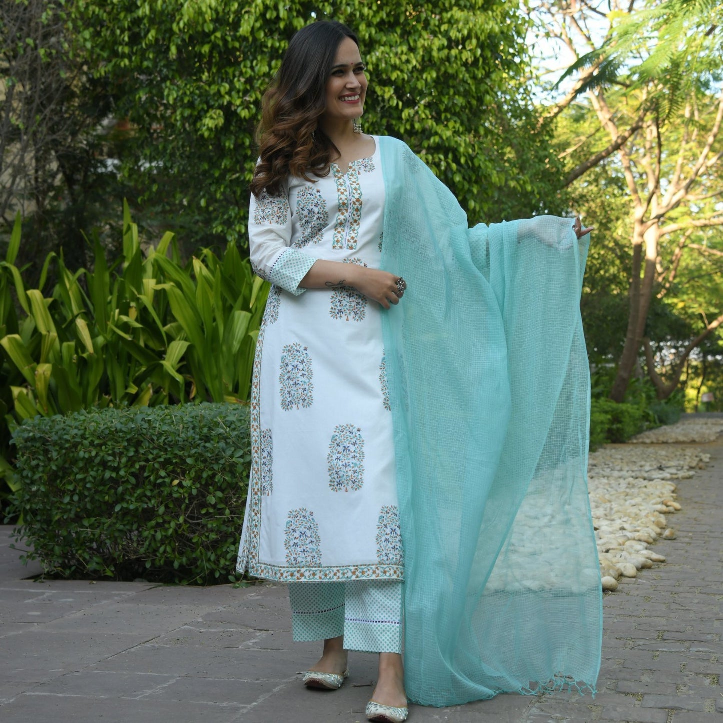 Women's Rayon Blend Printed Kurta with Pants & Dupatta- 3pc set, TK015