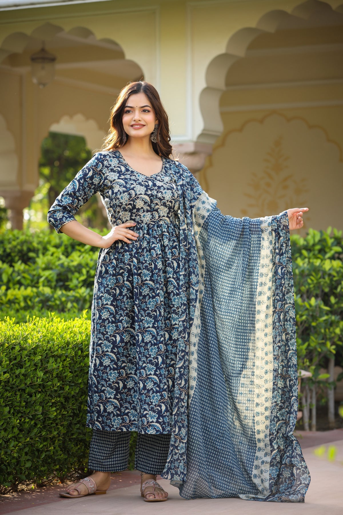 Women's Rayon Blend Printed Kurta with Pants & Dupatta- 3pc set, TK016