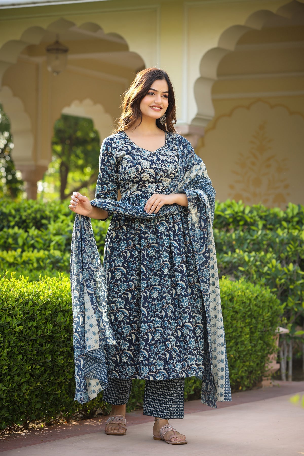 Women's Rayon Blend Printed Kurta with Pants & Dupatta- 3pc set, TK016
