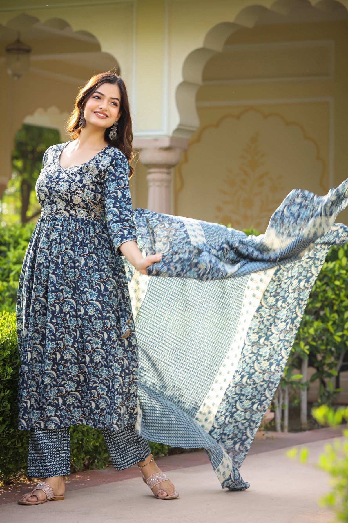 Women's Rayon Blend Printed Kurta with Pants & Dupatta- 3pc set, TK016