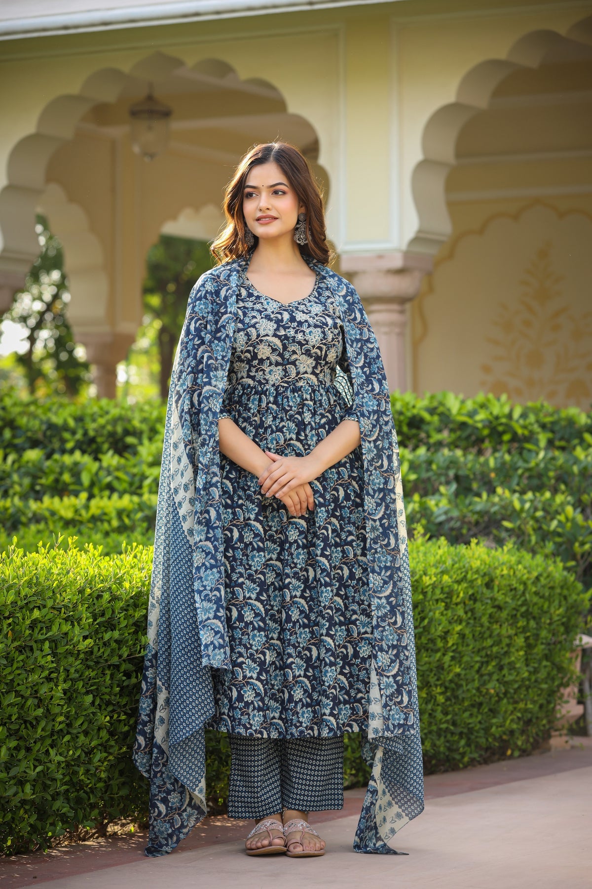 Women's Rayon Blend Printed Kurta with Pants & Dupatta- 3pc set, TK016