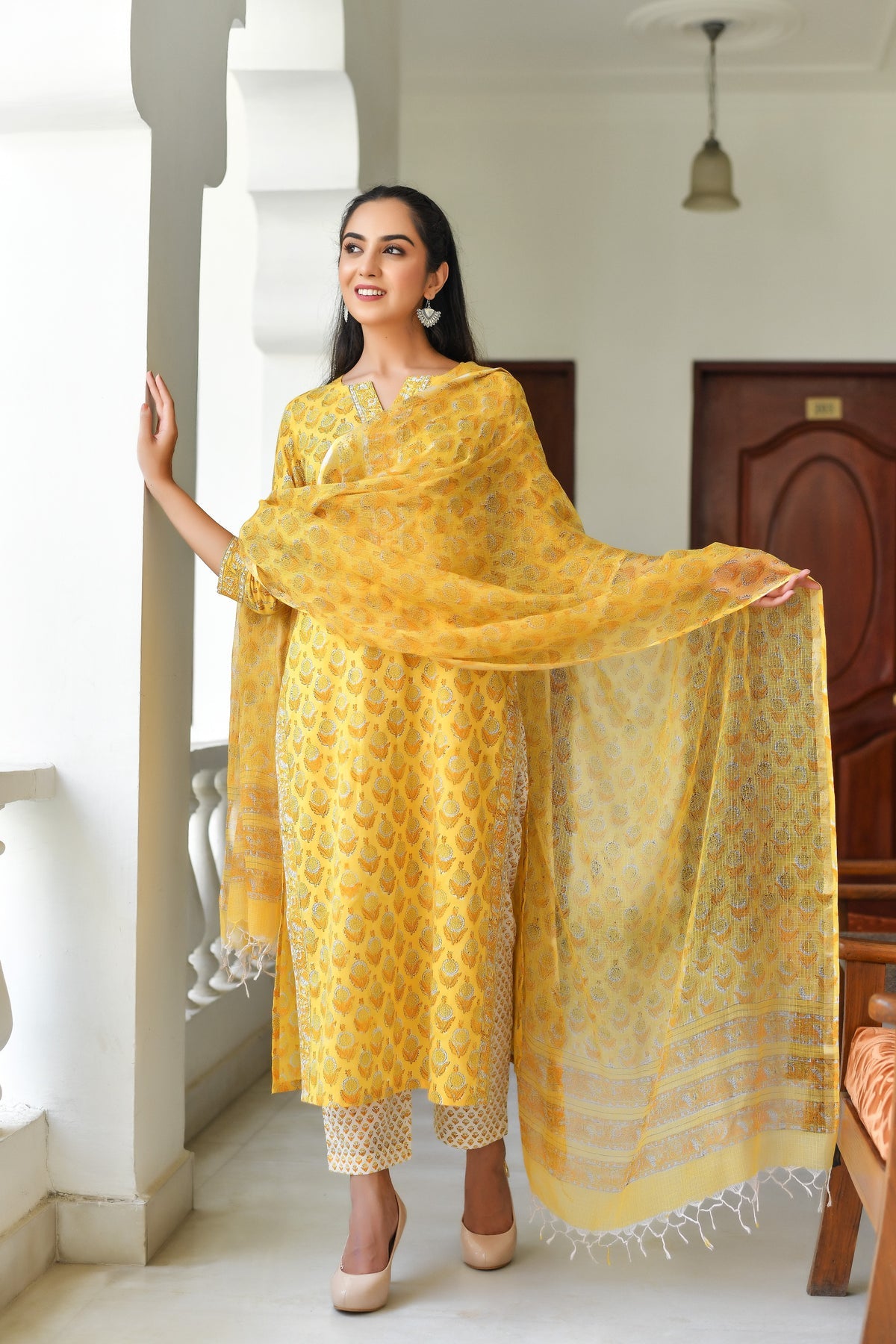 Women's Rayon Blend Printed Kurta with Pants & Dupatta- 3pc set, TK017