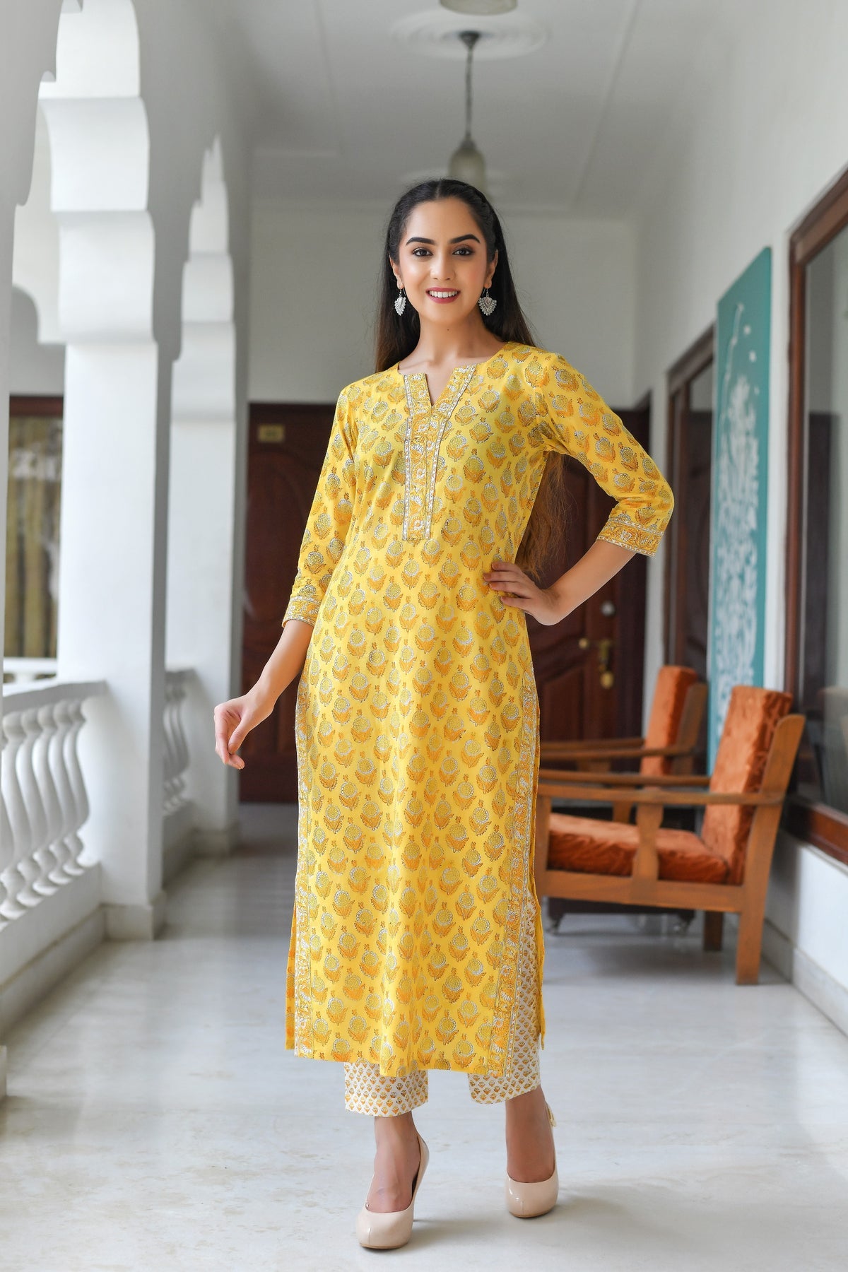 Women's Rayon Blend Printed Kurta with Pants & Dupatta- 3pc set, TK017