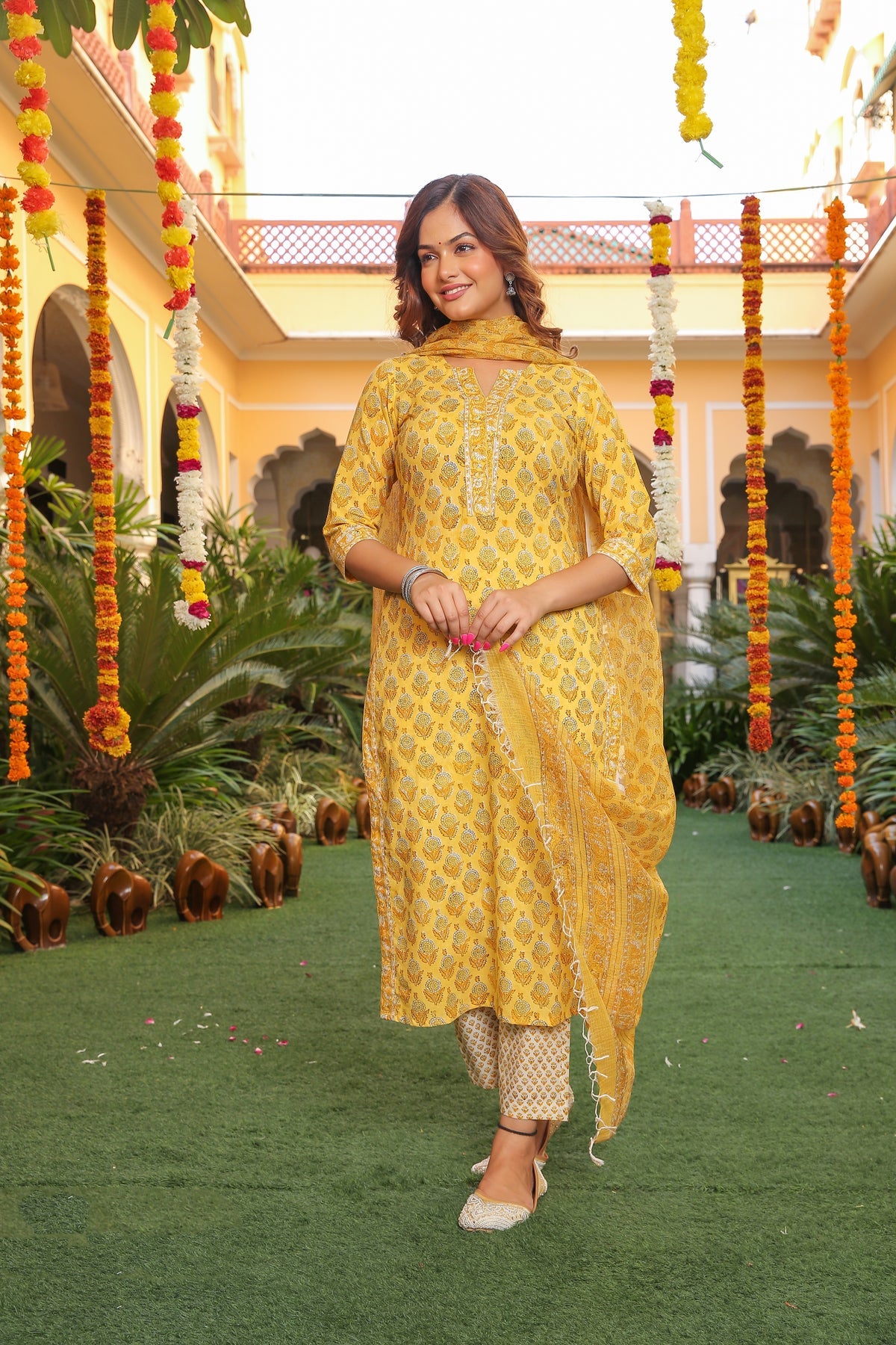 Women's Rayon Blend Printed Kurta with Pants & Dupatta- 3pc set, TK017