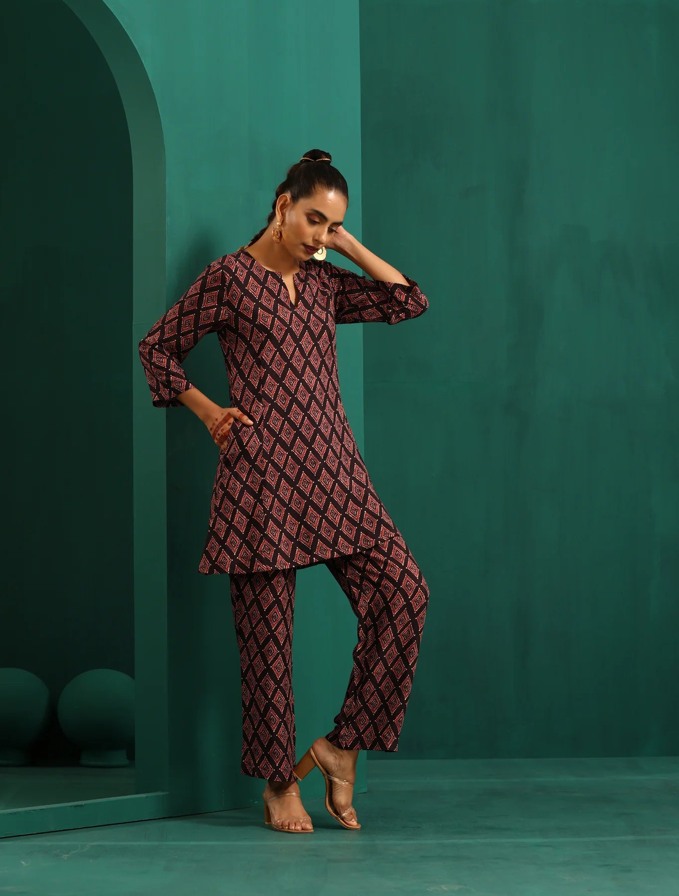 Women's Rayon Blend Printed Cord Set- 2pc set, TK027