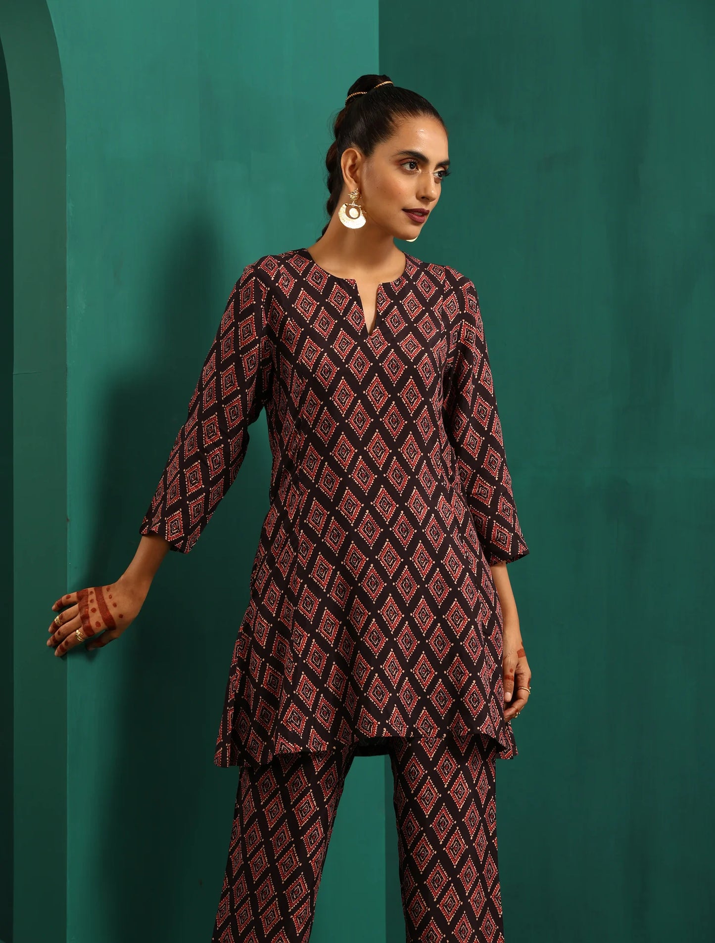 Women's Rayon Blend Printed Cord Set- 2pc set, TK027