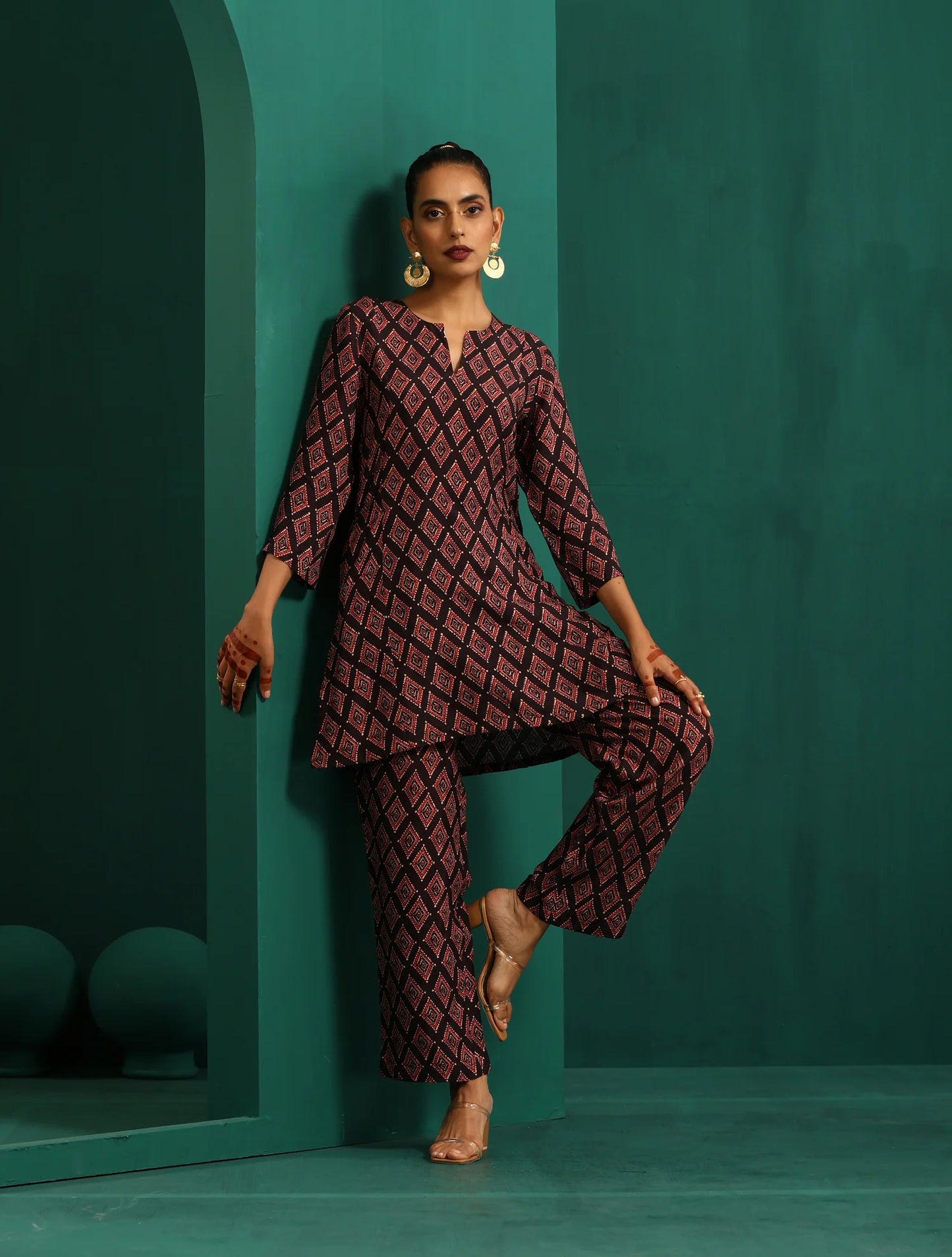 Women's Rayon Blend Printed Cord Set- 2pc set, TK027