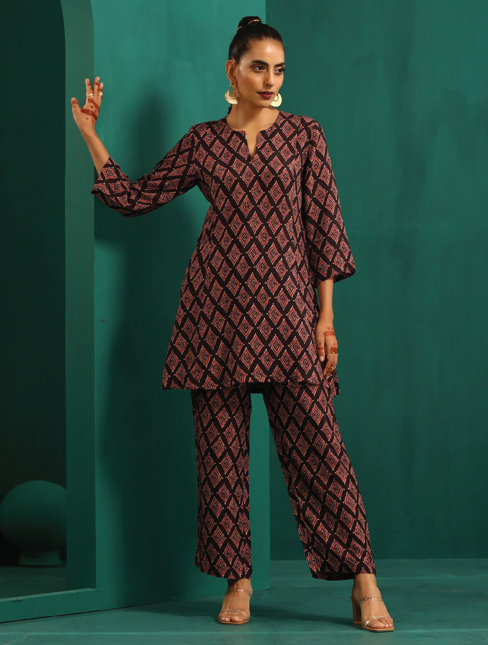 Women's Rayon Blend Printed Cord Set- 2pc set, TK027