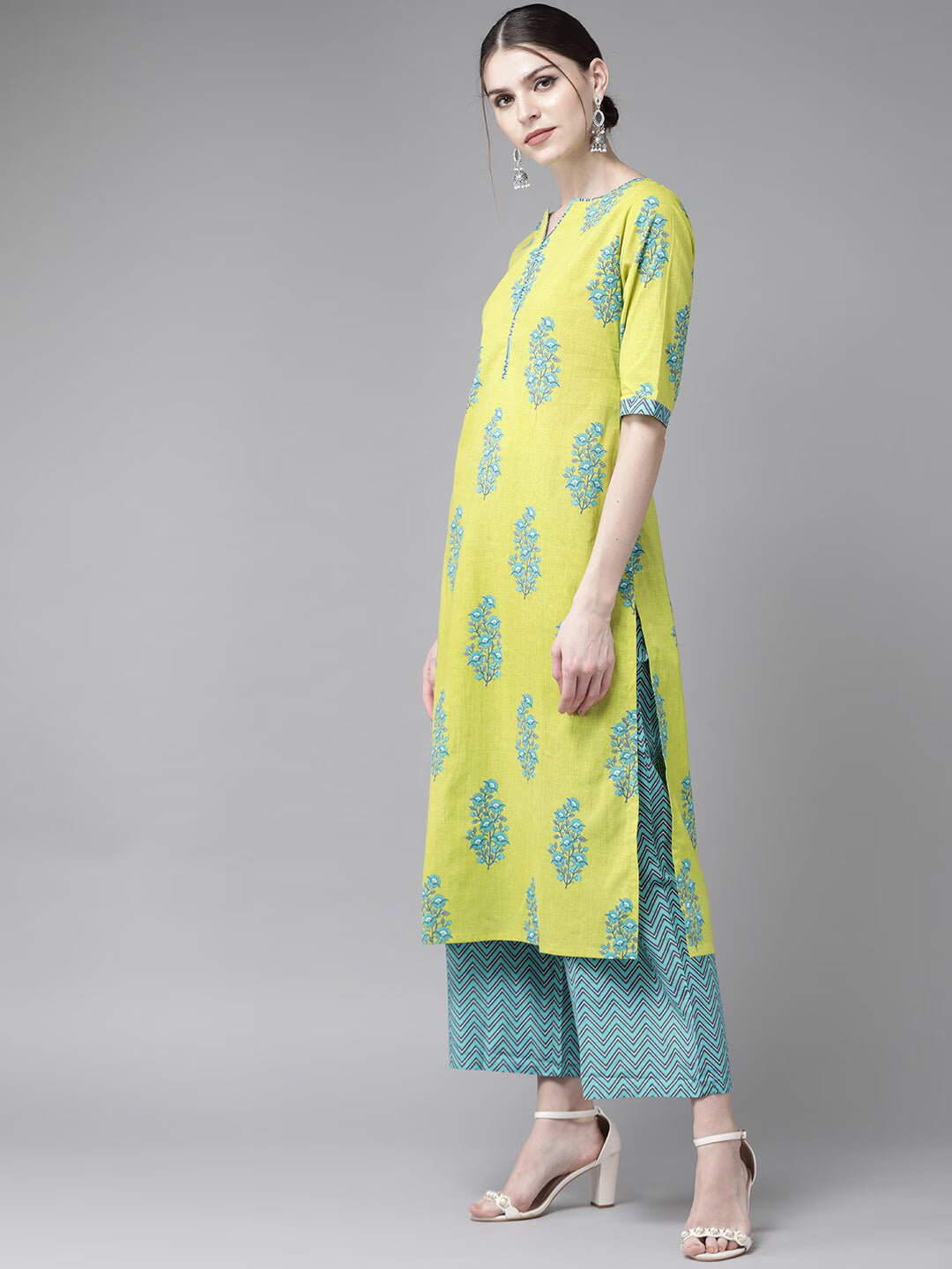 Women's Rayon Blend Printed Kurta with Pants & Dupatta- 3pc set, TK083