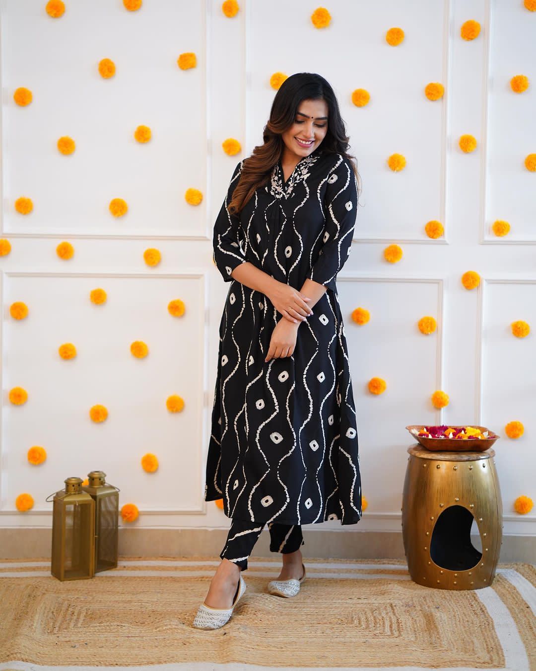 Heavy Rayon Co-ord set with Hand Adda work on yoke, 2pc, TK143-146