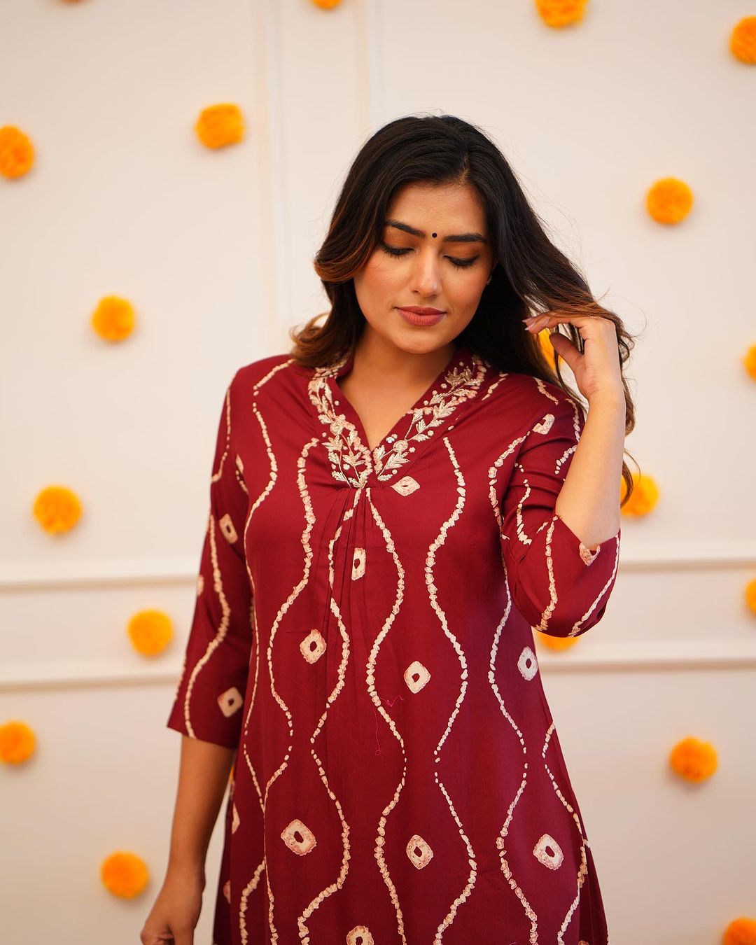 Heavy Rayon Co-ord set with Hand Adda work on yoke, 2pc, TK143-146