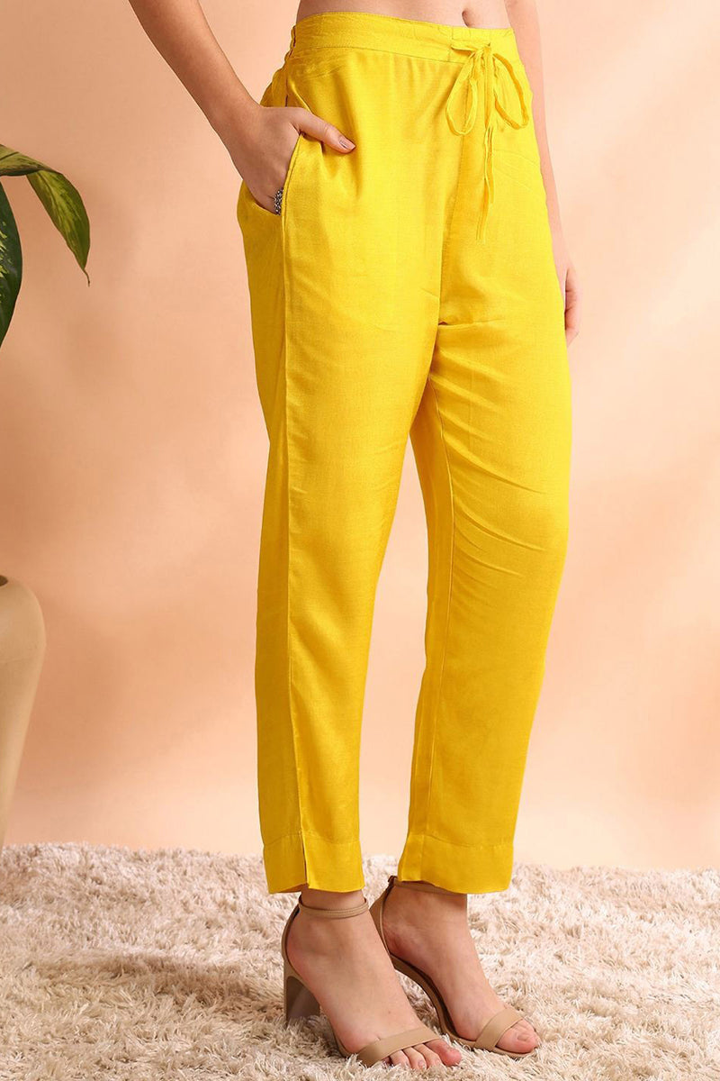 Yellow Floral Printed Cotton Blend Kurta Pant with Dupatta, 3pc set