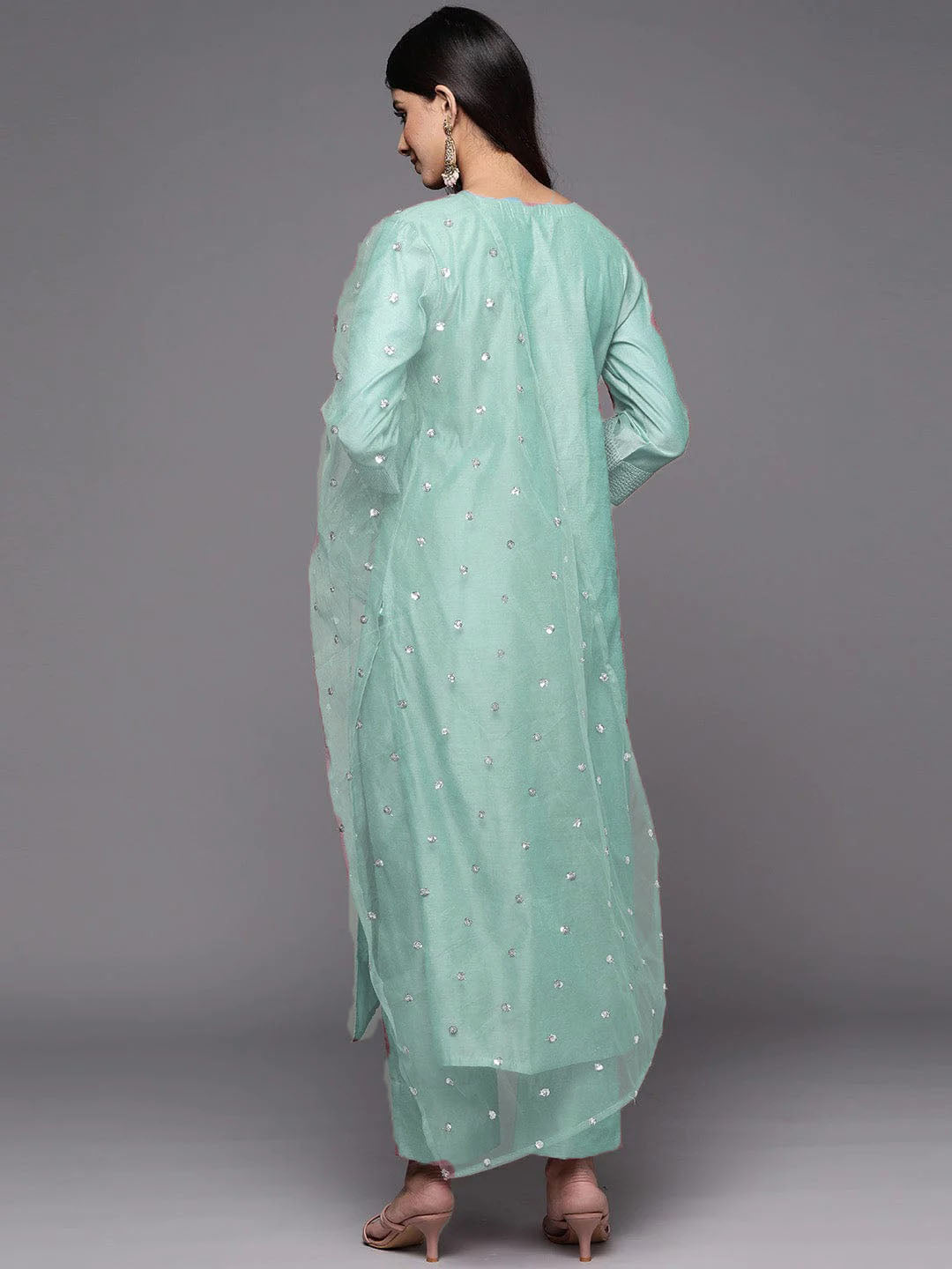 Partywear Viscose silk Suit set with net dupatta, 3pc, TK172-173