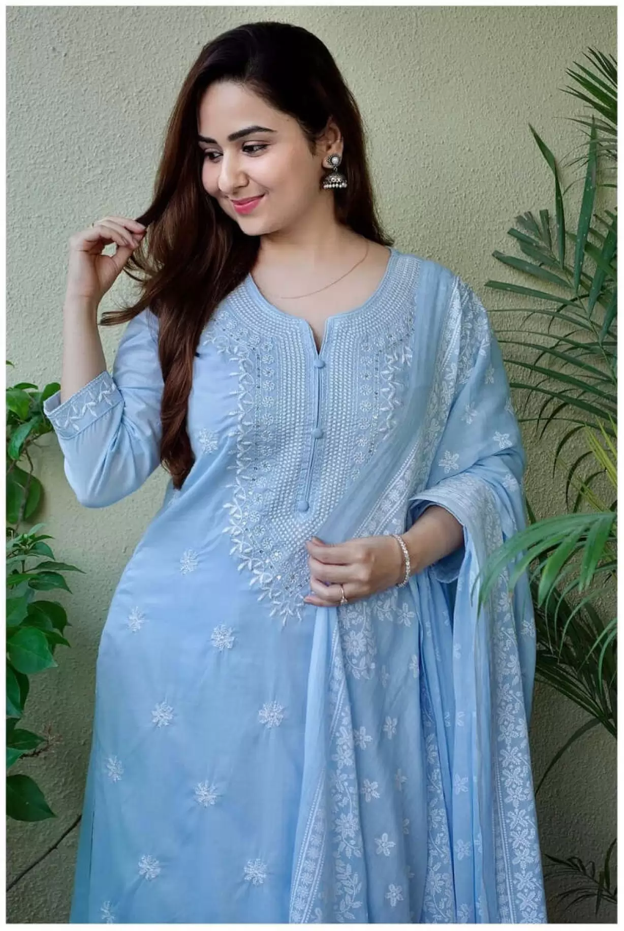 Floral Embroidered Viscose suit set with dupatta, 3pc, TK174-177