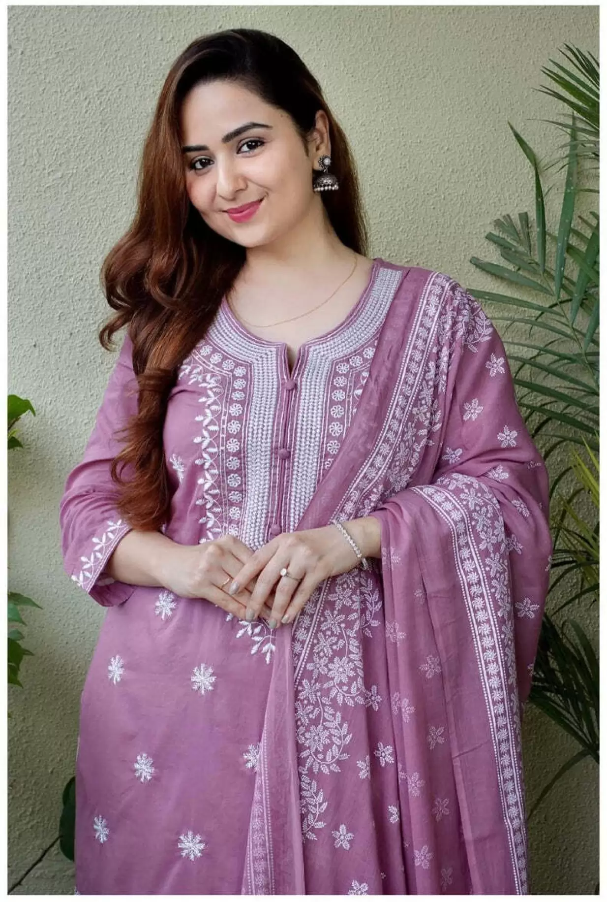 Floral Embroidered Viscose suit set with dupatta, 3pc, TK174-177