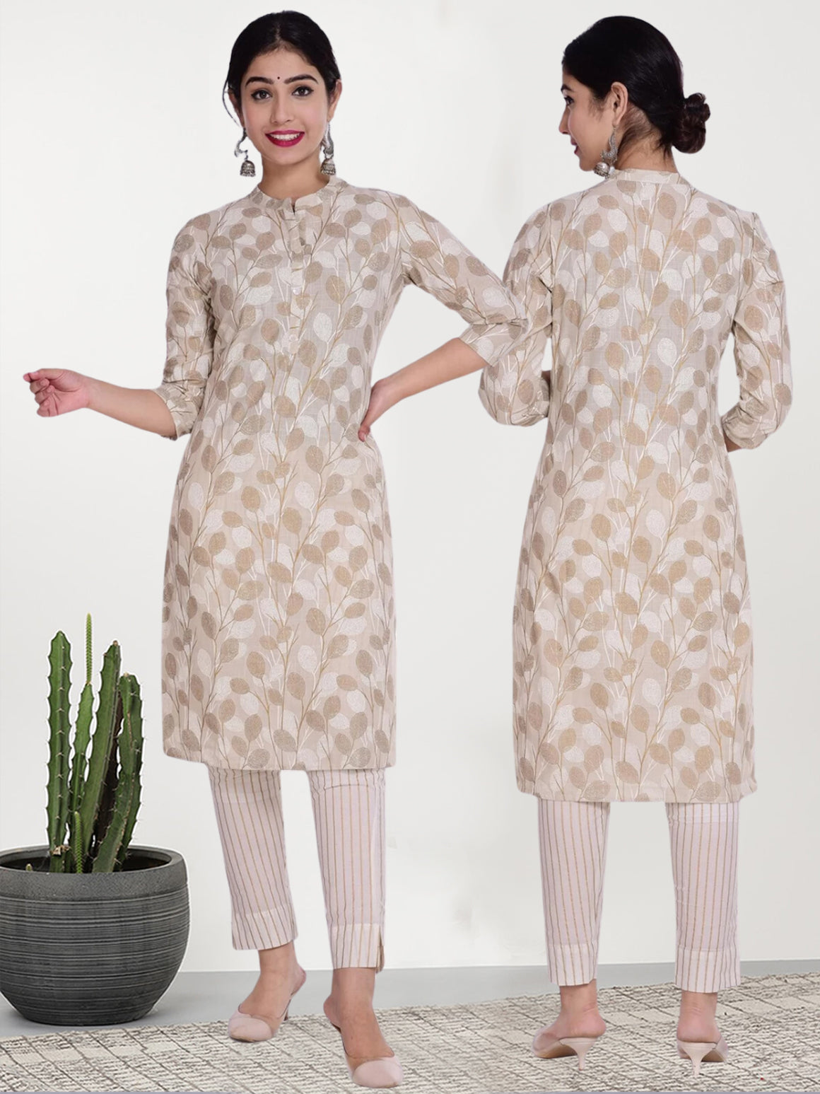 Women's Cotton Blend Printed Kurta- 1pc set, TK062